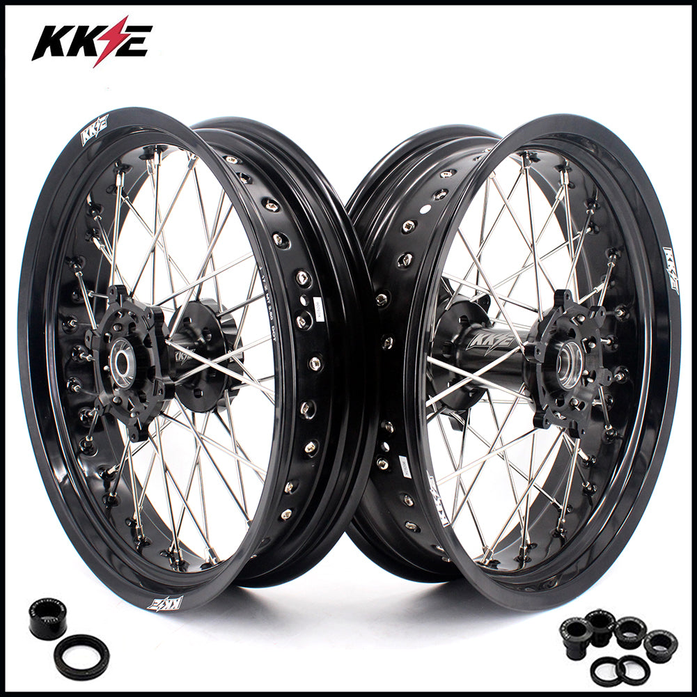 KKE 3.5 & 5.0 17 Inch Wheels for Yamaha WR250F 2001 WR450F 2003-2018 Black