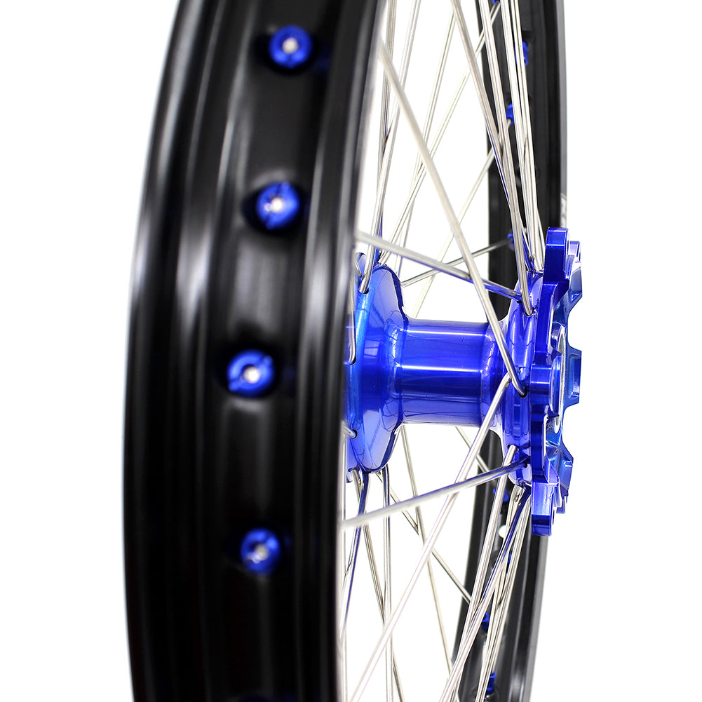 KKE 21"&18" Enduro Dirtbike Wheels For YAMAHA YZ125 YZ250 YZ250F YZ450F Blue Nipples
