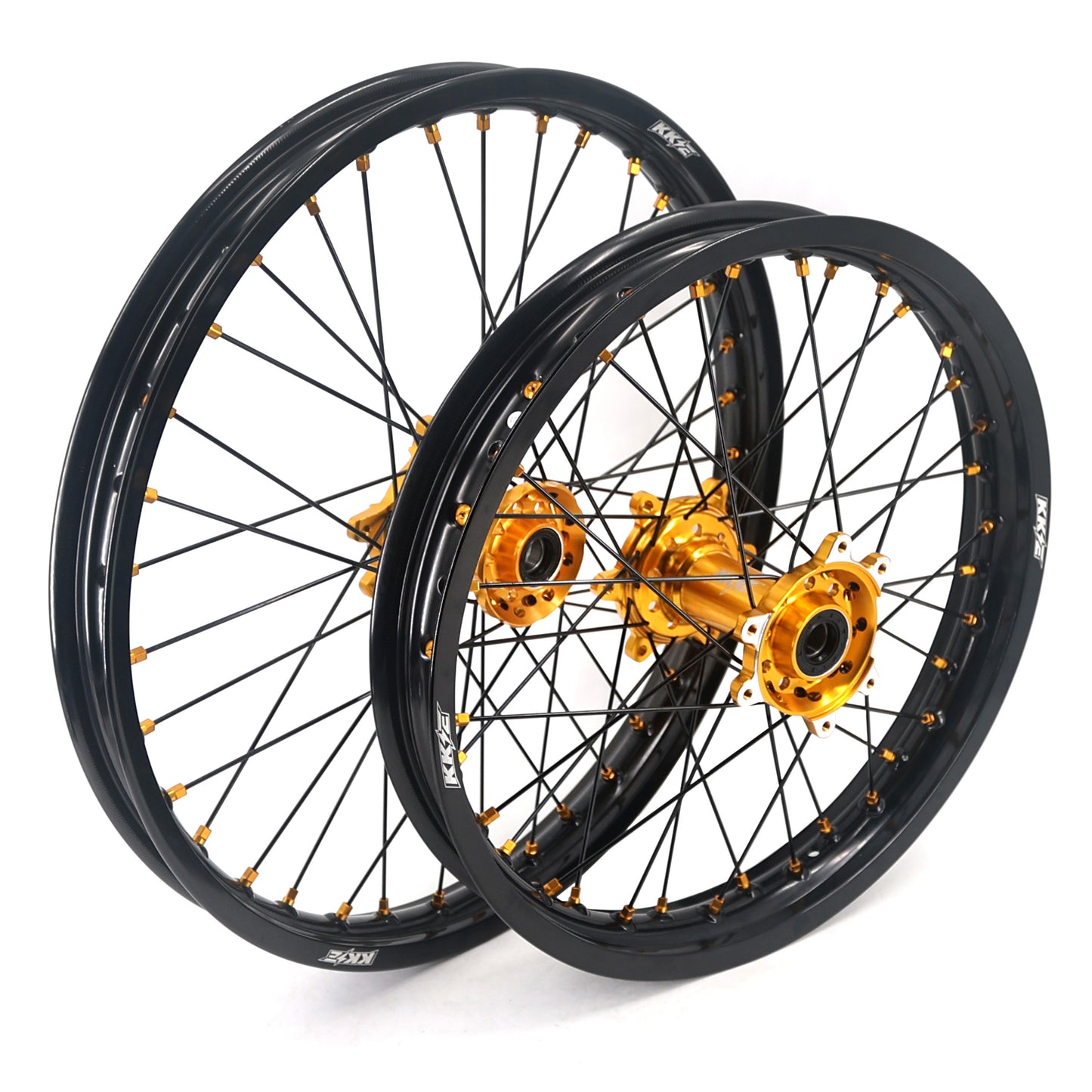 China Factory Stock KKE 21" & 18" E-Bike Spoke Wheels Rims Fit SurRon Ultra Bee 2023 Gold Hub & Black Rim