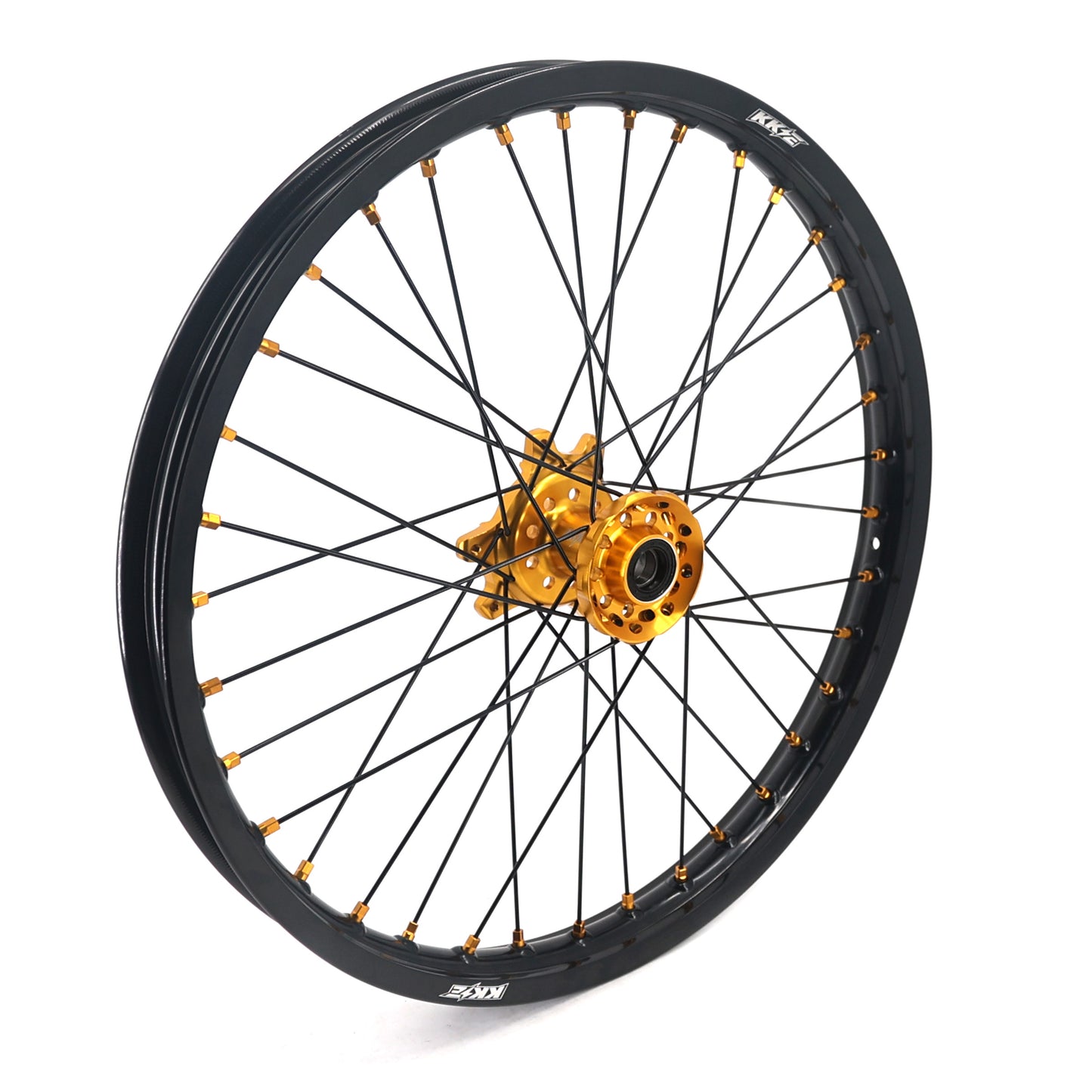 China Factory Stock KKE 21" & 18" E-Bike Spoke Wheels Rims Fit SurRon Ultra Bee 2023-2024 Gold Hub & Black Rim