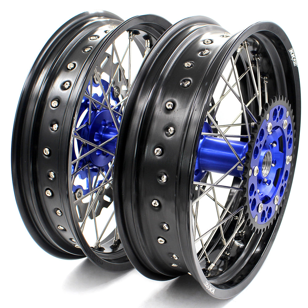 KKE 3.5/4.25*17inch For KAWASAKI KX250F KX450F 2006-2018 Supermoto Rims With Disc&Sprocket Blue