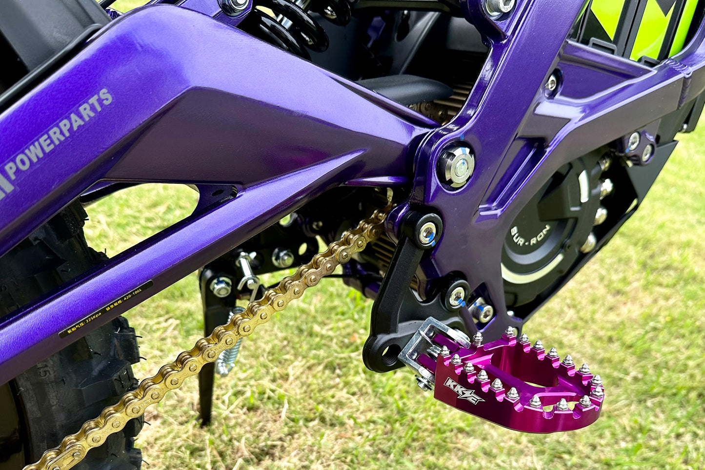 KKE Footpegs Billet Foot Rest For Segway X160 X260 Sur Ron Light Bee-X Electric Bike Purple & Gold