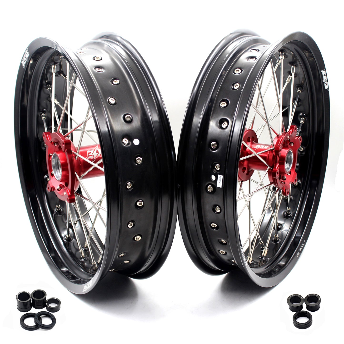 KKE 3.5 & 4.25*17inch Supermoto Wheels for Honda CRF250R 04-13 CRF450R 02-12 Red