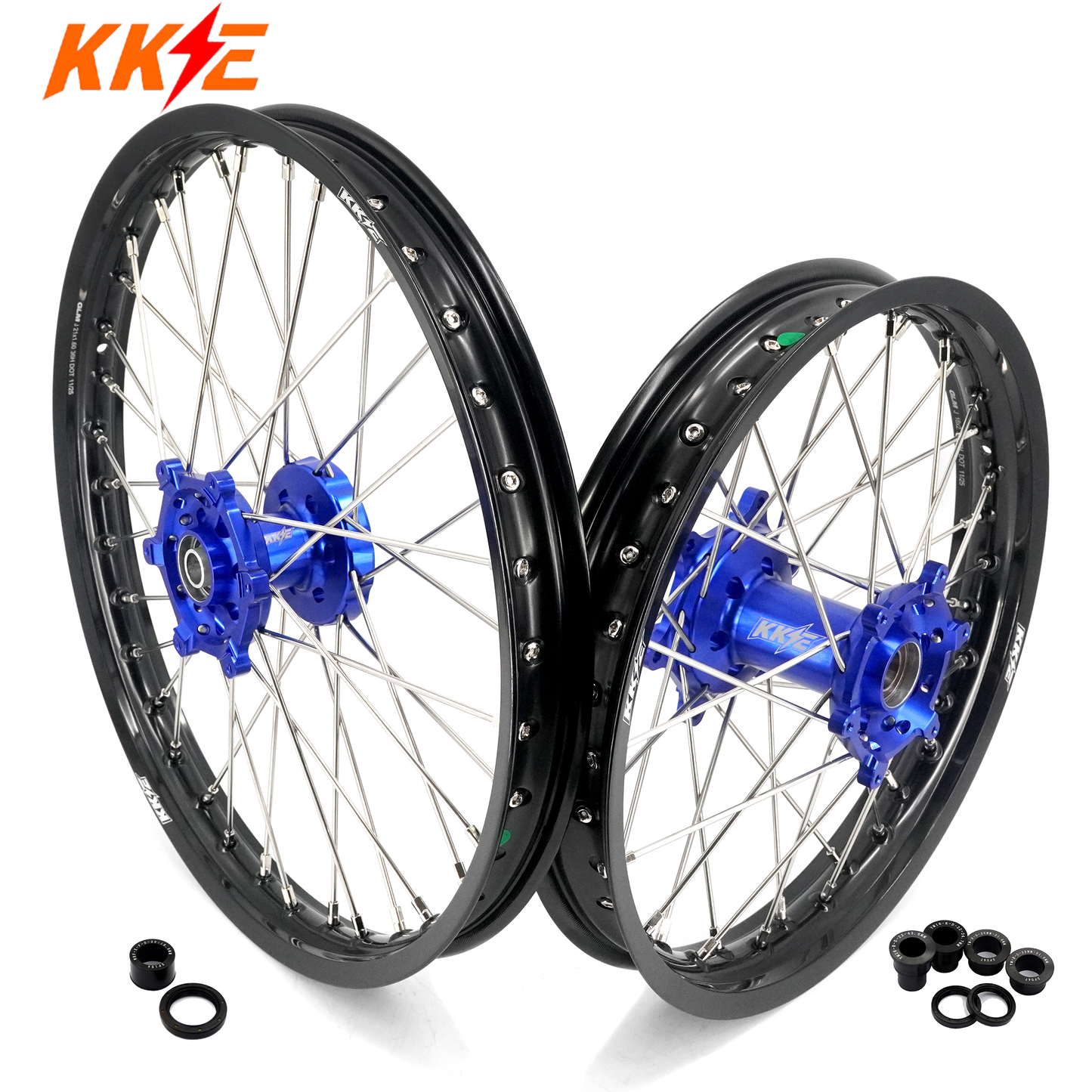 KKE 21 & 18 Enduro Wheels for YAMAHA WR250F 2001-2016 WR450F 2003-2015 Blue&Black 250mm Disc