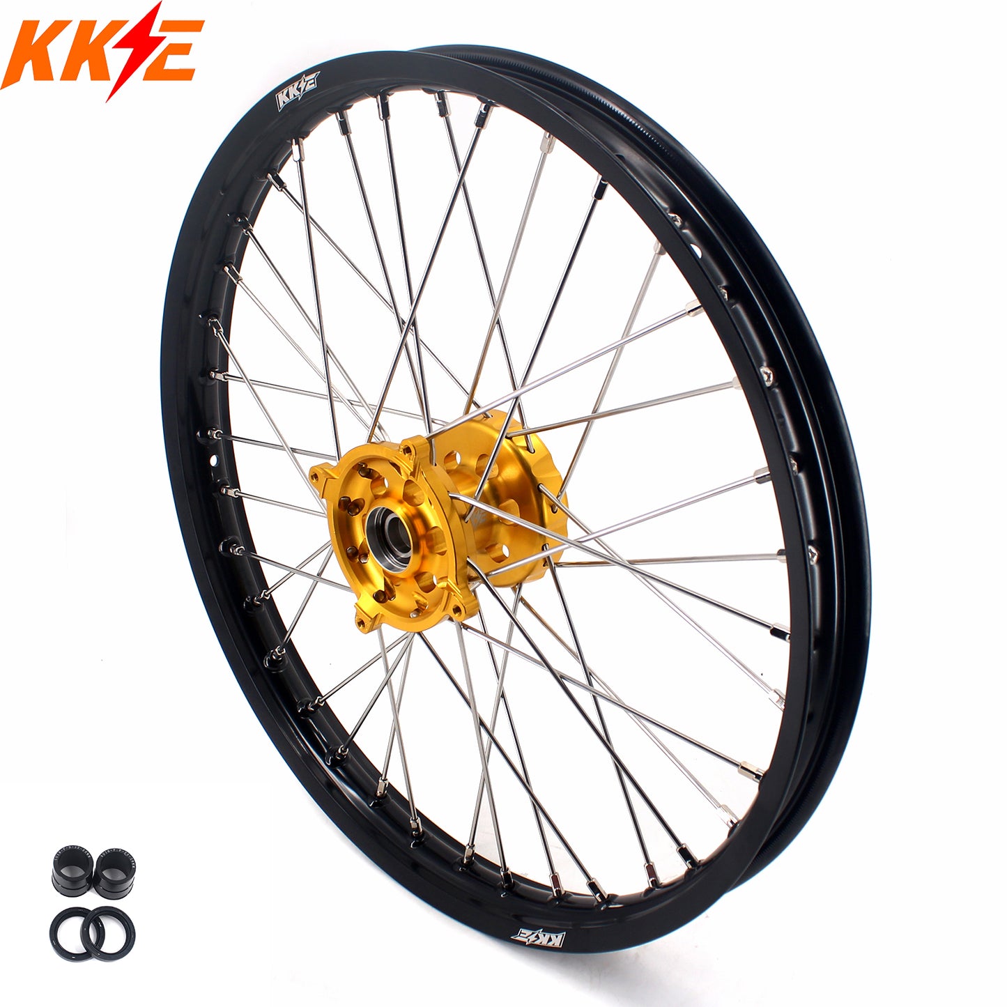 KKE 1.6*21" Front Wheel for Suzuki RMZ250 2007-2024 RMZ450 2005-2024 Gold&Black