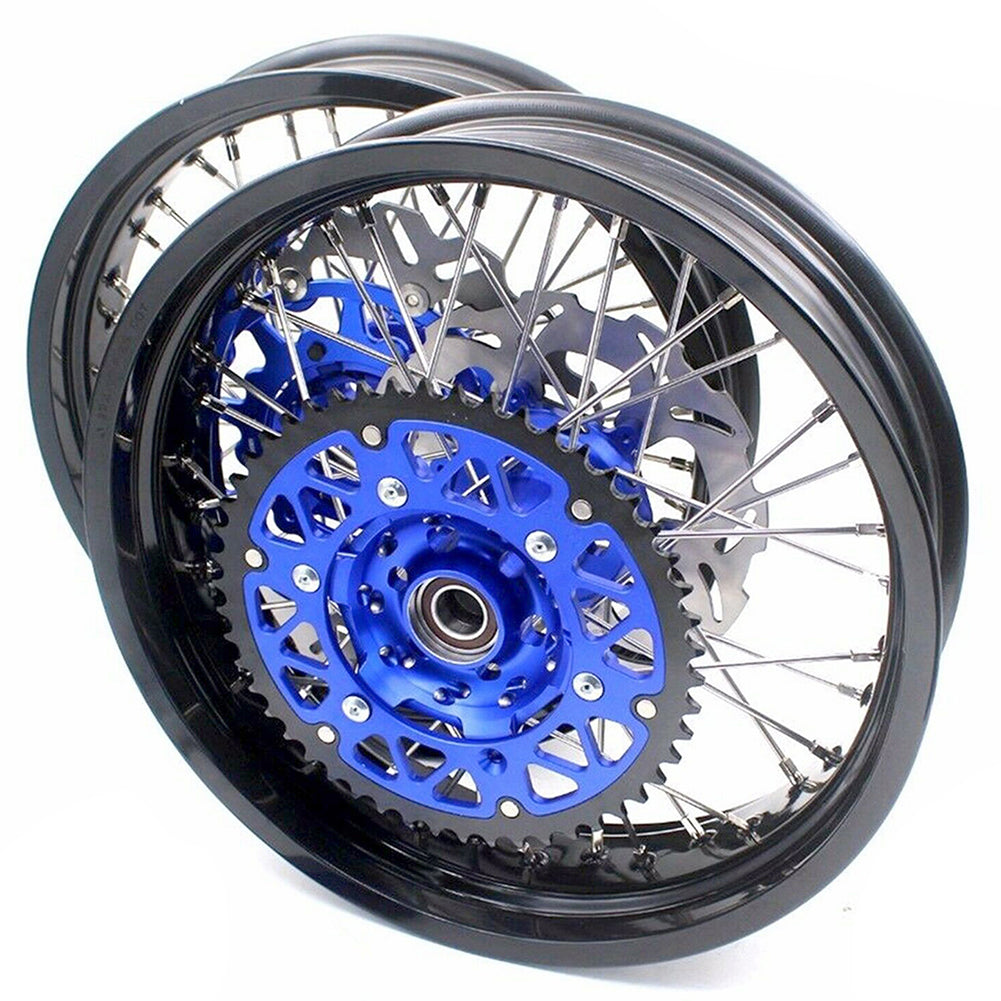 KKE 3.5/4.25*17inch For KAWASAKI KX250F KX450F 2006-2018 Supermoto Rims With Disc&Sprocket Blue