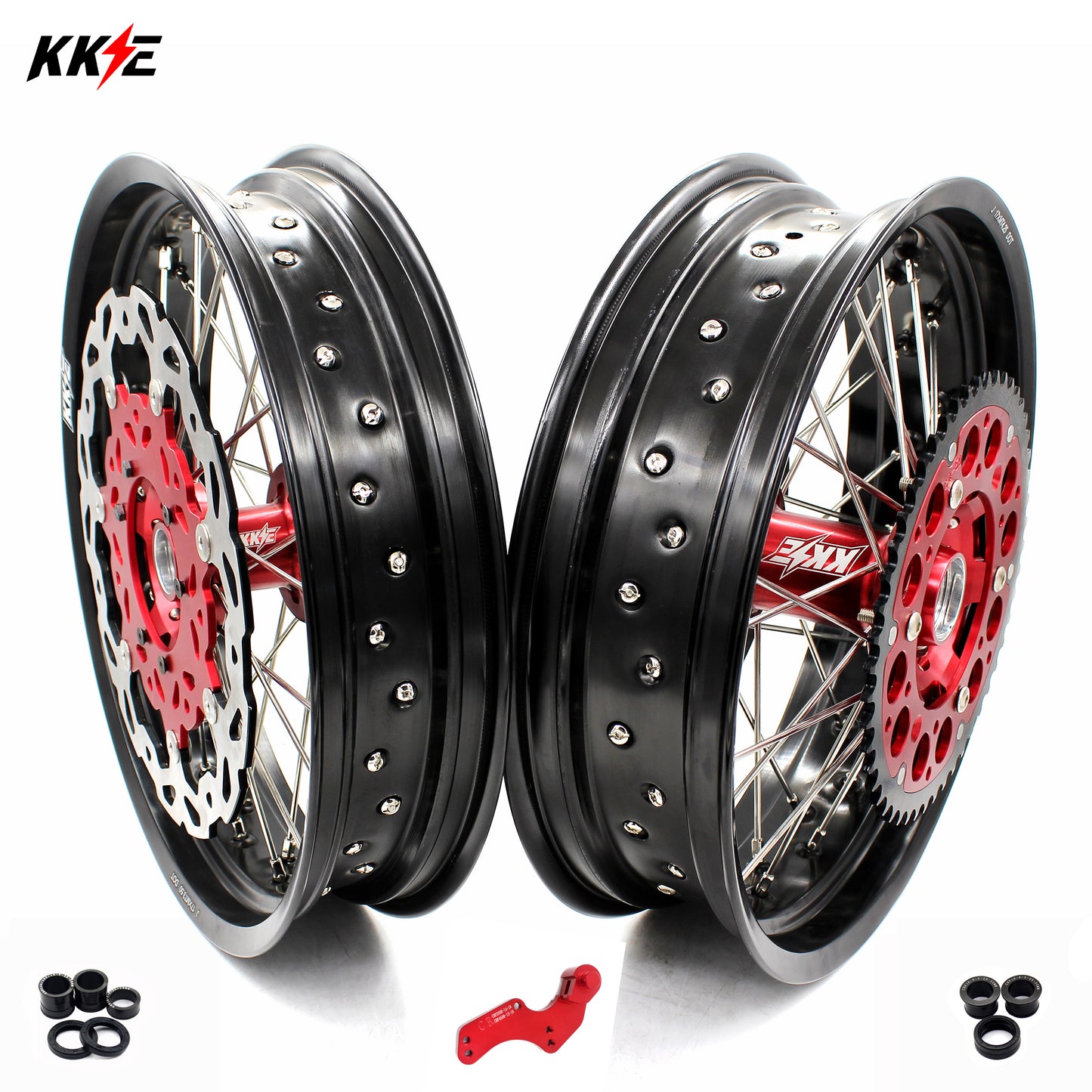 KKE 3.5*16.5 & 5.0*17 Supermoto Wheels for Honda CRF250R 04-13 CRF450R 02-12