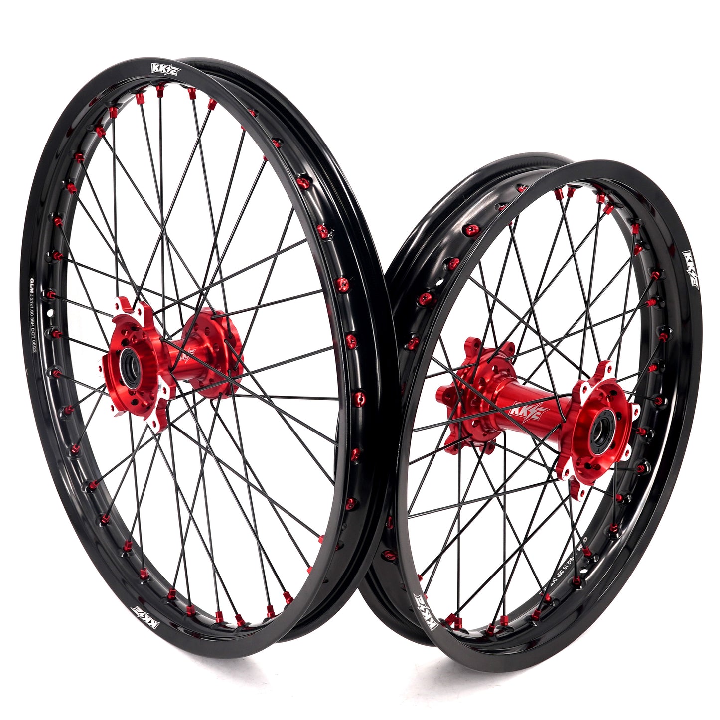 KKE Factory Stock KKE 21" & 18" E-Bike Spoke Wheels Rims Fit SurRon Ultra Bee 2023-2024 Red Hub & Black Rim