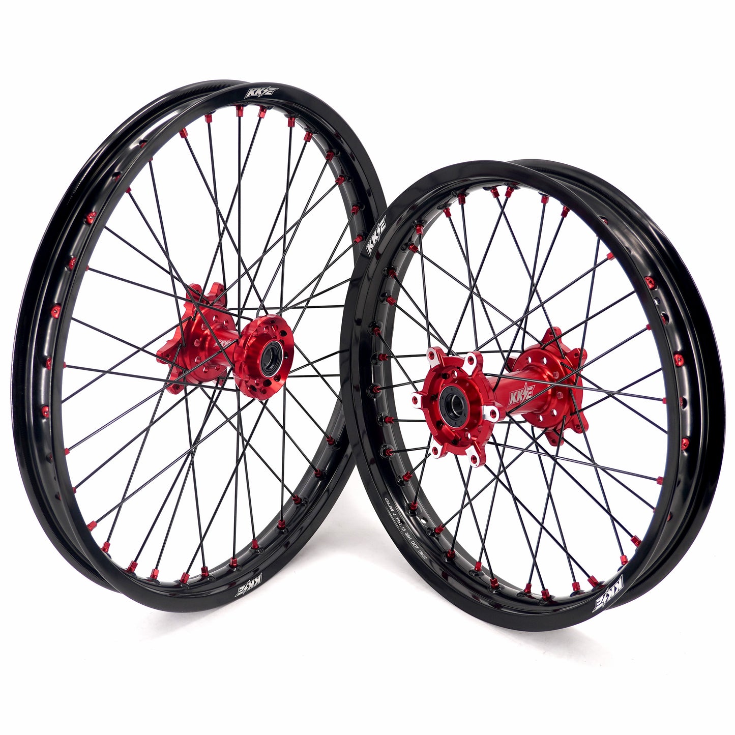 KKE Factory Stock KKE 21" & 18" E-Bike Spoke Wheels Rims Fit SurRon Ultra Bee 2023-2024 Red Hub & Black Rim