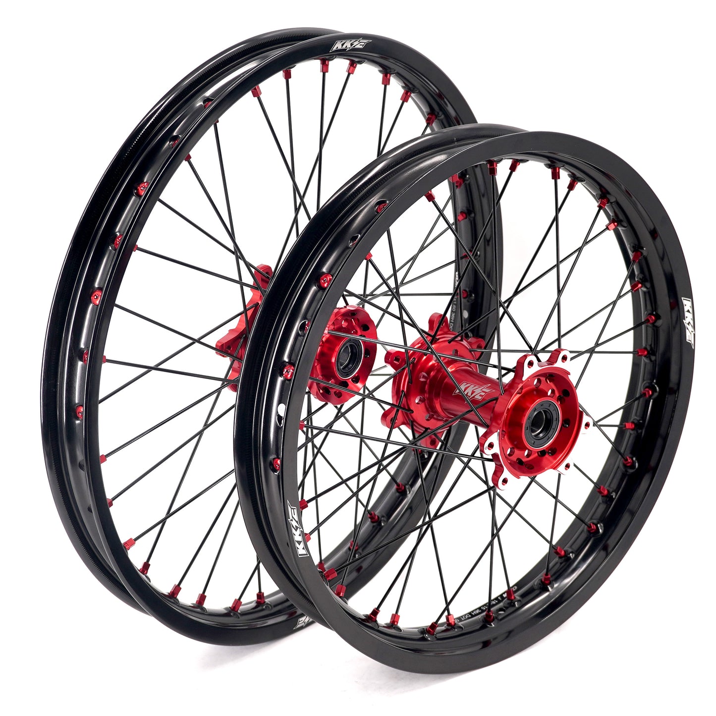 KKE Factory Stock KKE 21" & 18" E-Bike Spoke Wheels Rims Fit SurRon Ultra Bee 2023-2024 Red Hub & Black Rim