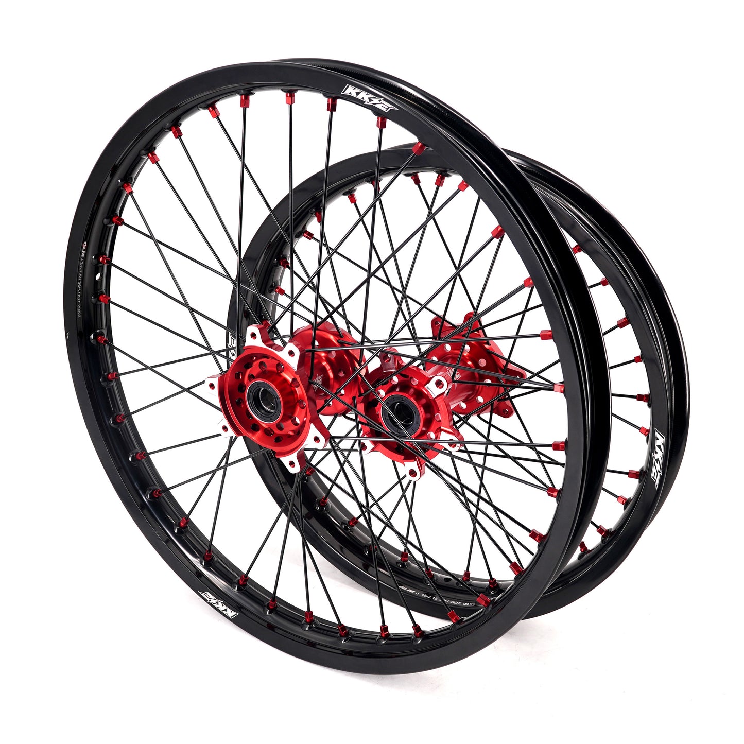 KKE Factory Stock KKE 21" & 18" E-Bike Spoke Wheels Rims Fit SurRon Ultra Bee 2023-2024 Red Hub & Black Rim