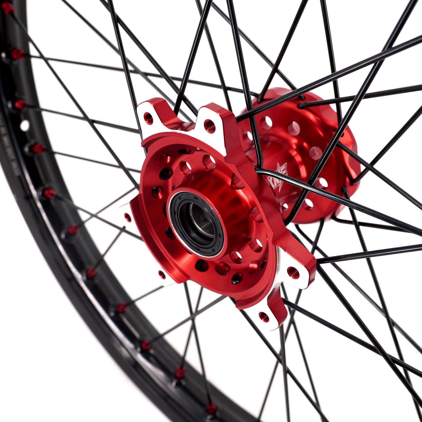 KKE Factory Stock KKE 21" & 18" E-Bike Spoke Wheels Rims Fit SurRon Ultra Bee 2023-2024 Red Hub & Black Rim