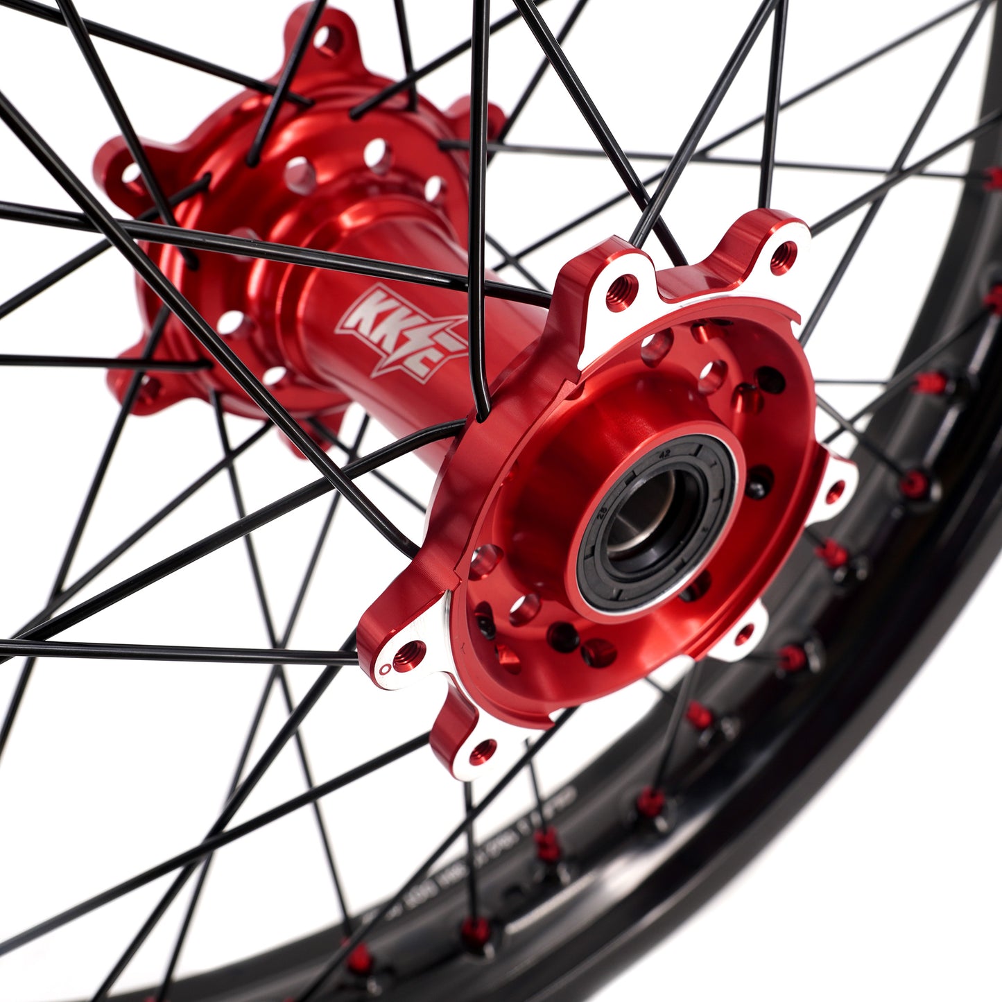 KKE Factory Stock KKE 21" & 18" E-Bike Spoke Wheels Rims Fit SurRon Ultra Bee 2023-2024 Red Hub & Black Rim