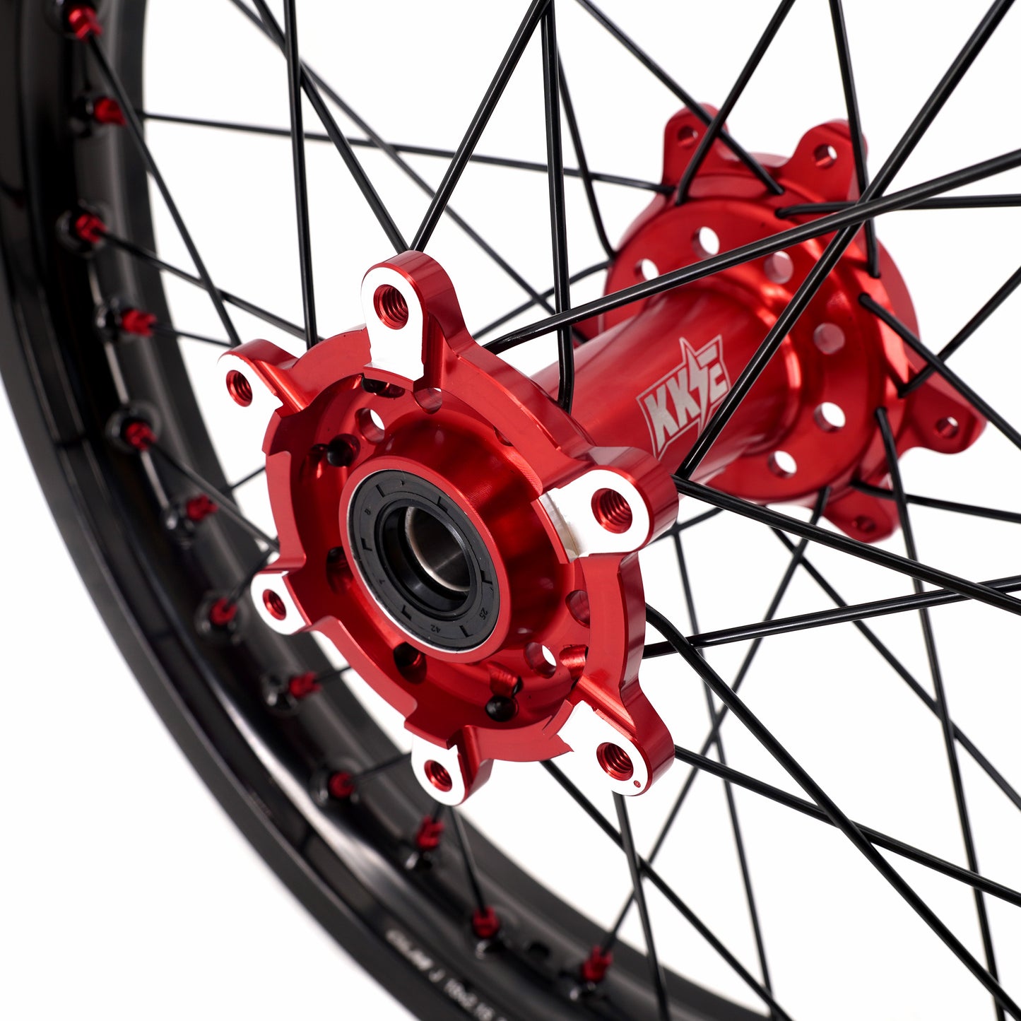 KKE Factory Stock KKE 21" & 18" E-Bike Spoke Wheels Rims Fit SurRon Ultra Bee 2023-2024 Red Hub & Black Rim