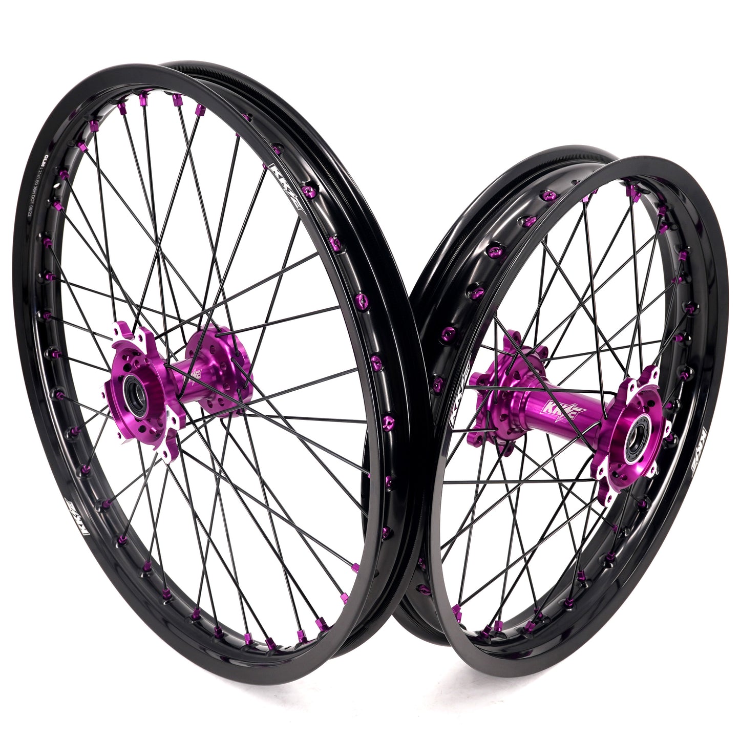 China Factory Stock KKE 21" & 18" E-Bike Spoke Wheels Rims Fit SurRon Ultra Bee 2023-2024 Purple Hub & Black Rim