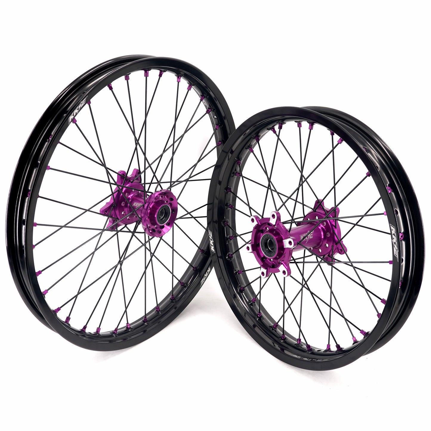 China Factory Stock KKE 21" & 18" E-Bike Spoke Wheels Rims Fit SurRon Ultra Bee 2023-2024 Purple Hub & Black Rim