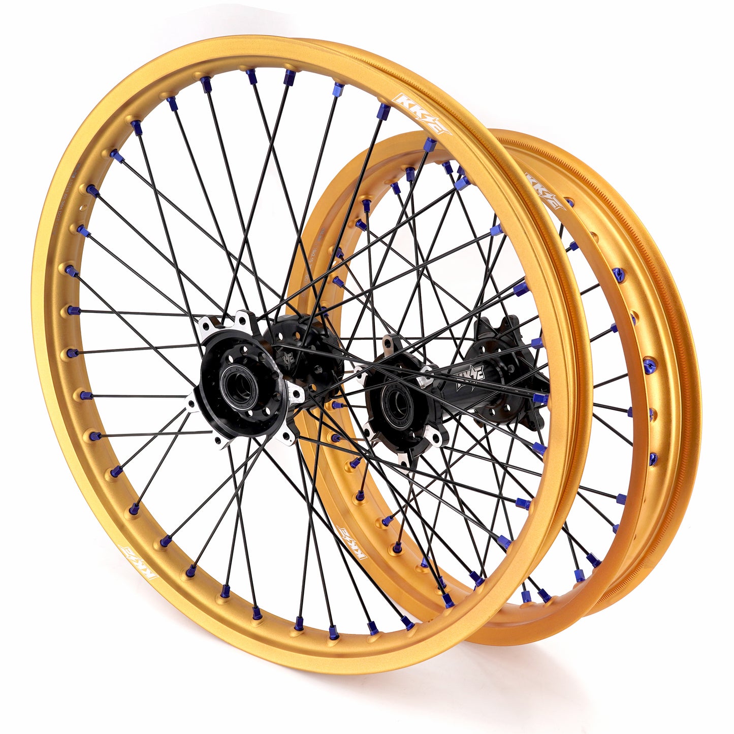 KKE Factory Stock KKE 21" & 18" E-Bike Spoke Wheels Rims Fit SurRon Ultra Bee 2023-2024 Gold Rim & Blue Nipples