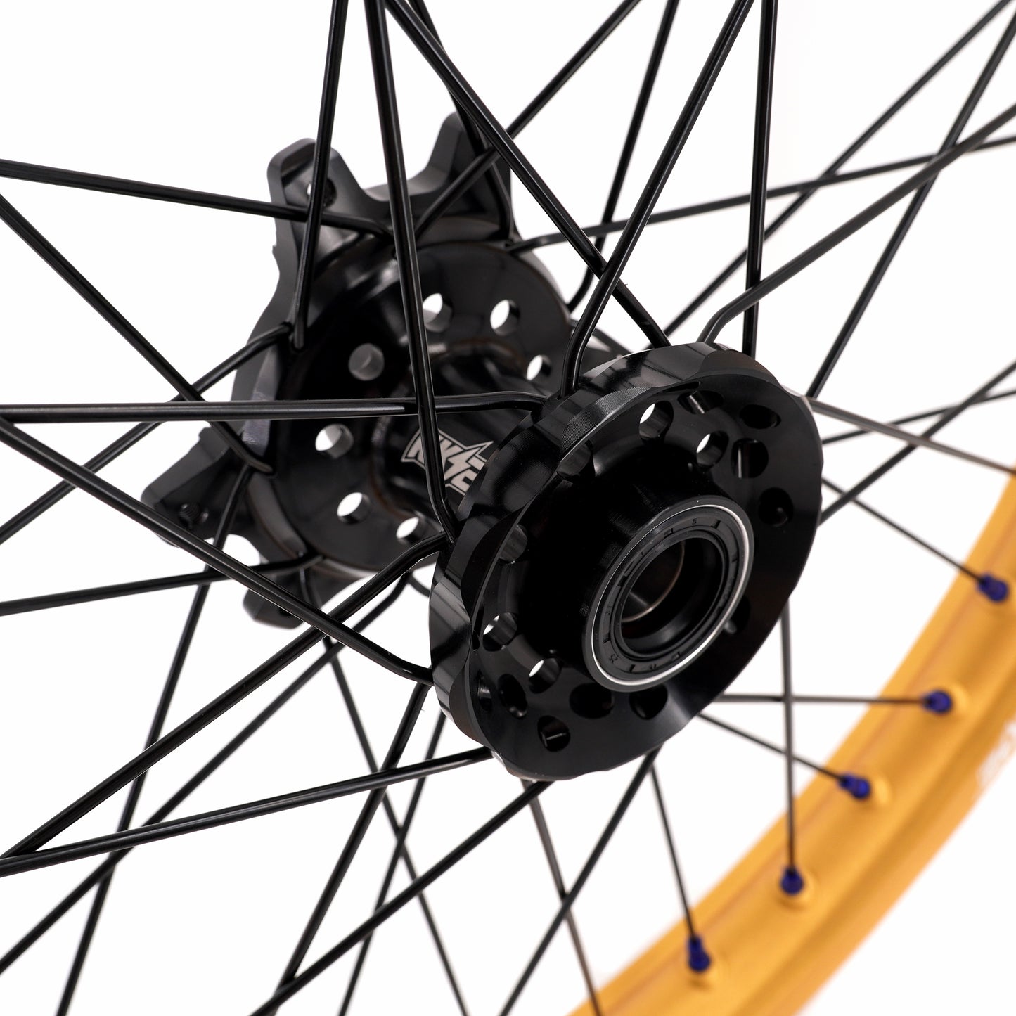 KKE Factory Stock KKE 21" & 18" E-Bike Spoke Wheels Rims Fit SurRon Ultra Bee 2023-2024 Gold Rim & Blue Nipples
