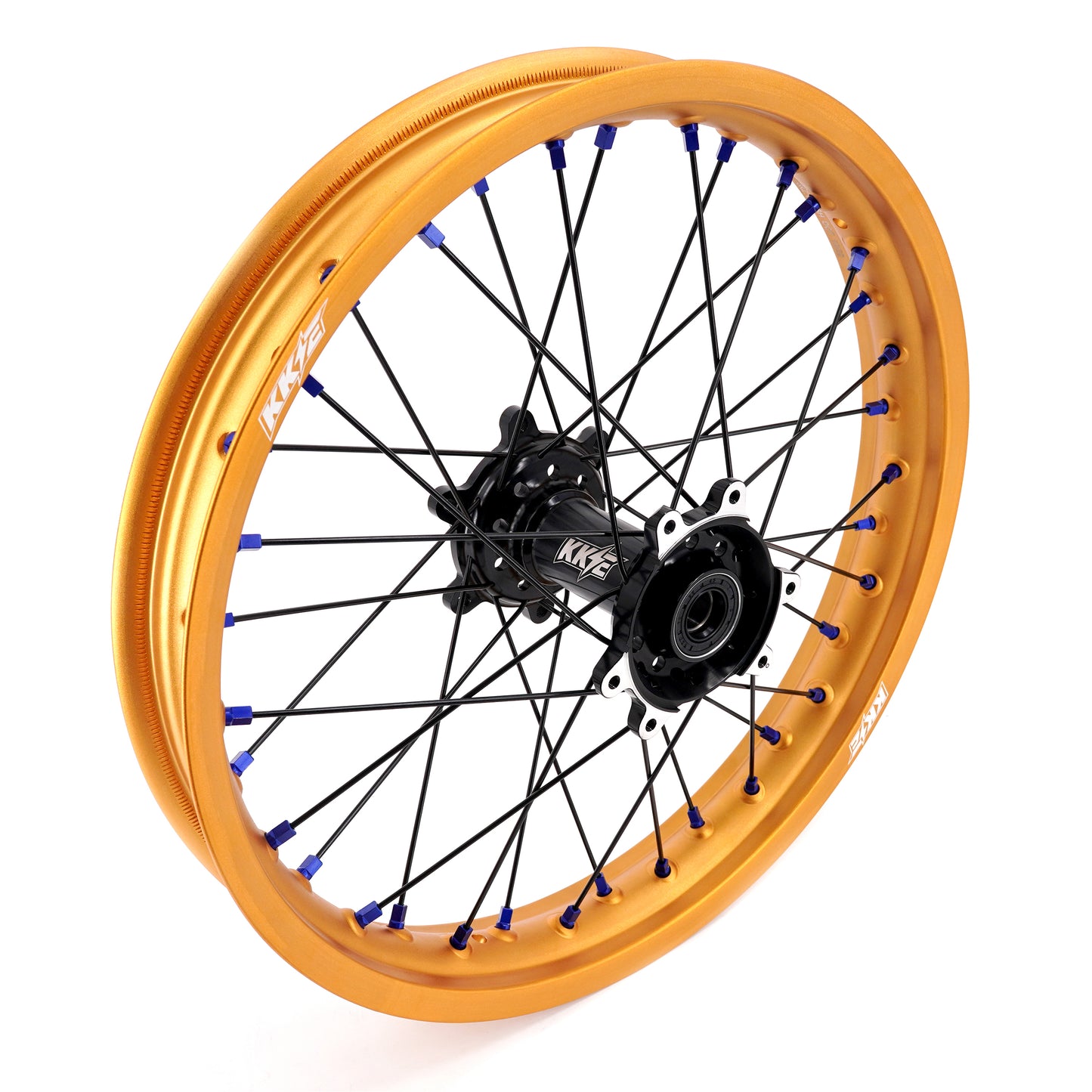 China Factory Stock KKE 21" & 18" E-Bike Spoke Wheels Rims Fit SurRon Ultra Bee 2023-2024 Gold Rim & Blue Nipples