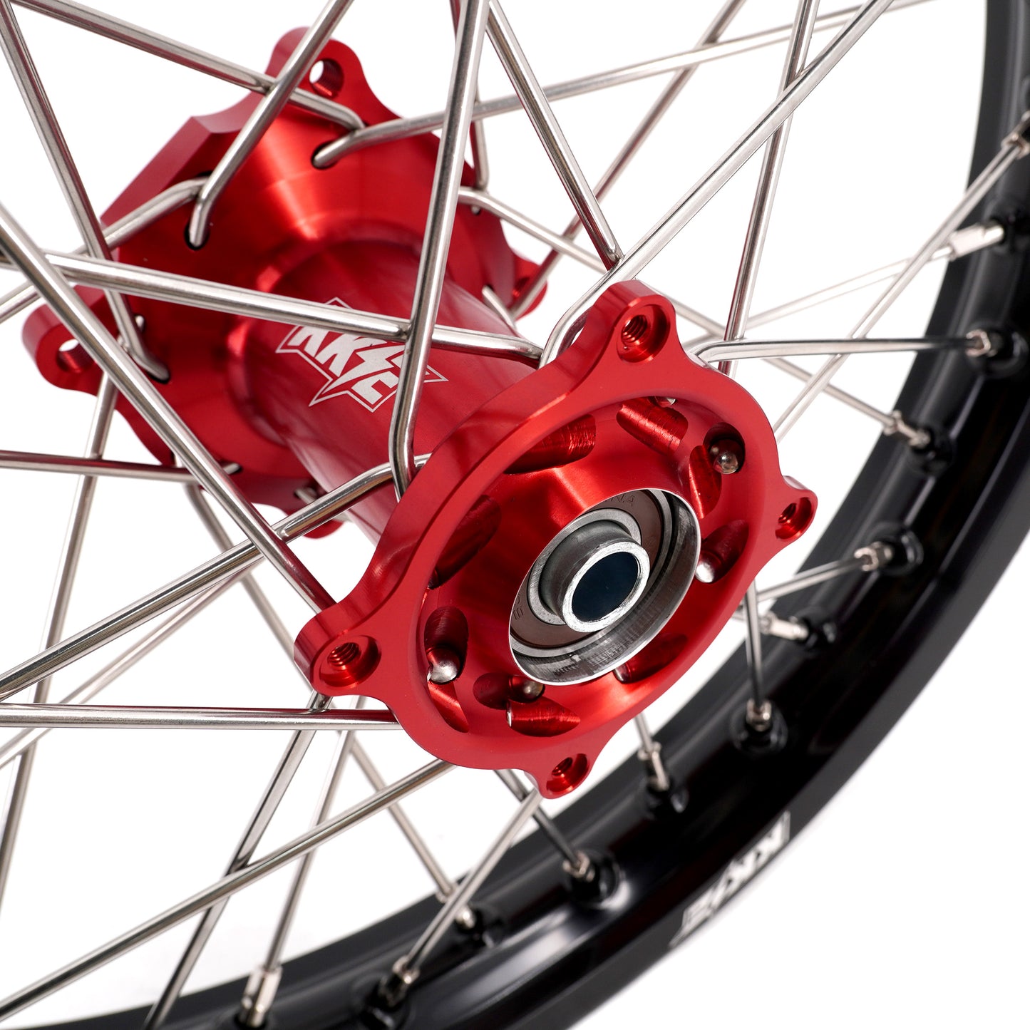 KKE 19 & 16 Spoked Kid's Wheels Rims Set for Kawasaki KX80 KX85 KX100 Red Hubs