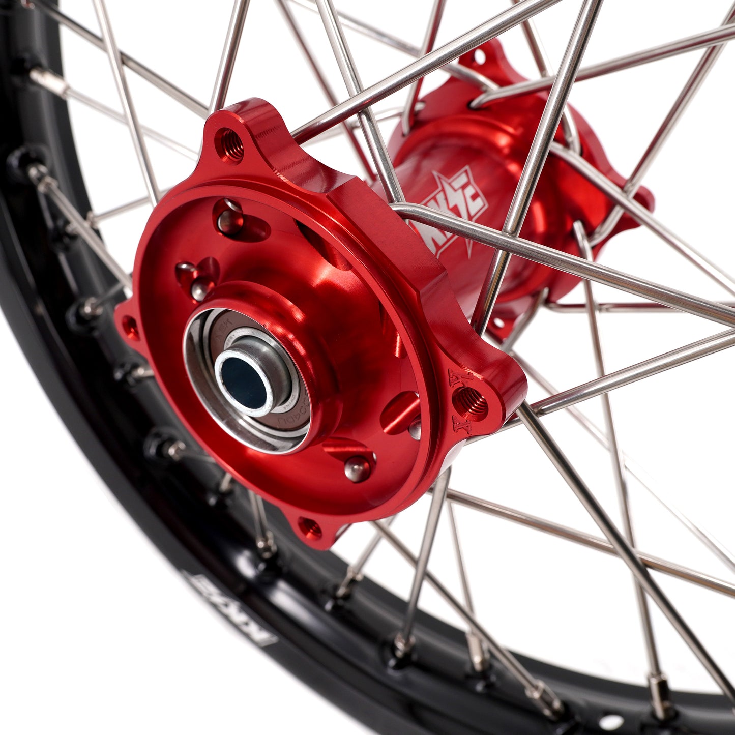 KKE 19 & 16 Spoked Kid's Wheels Rims Set for Kawasaki KX80 KX85 KX100 Red Hubs