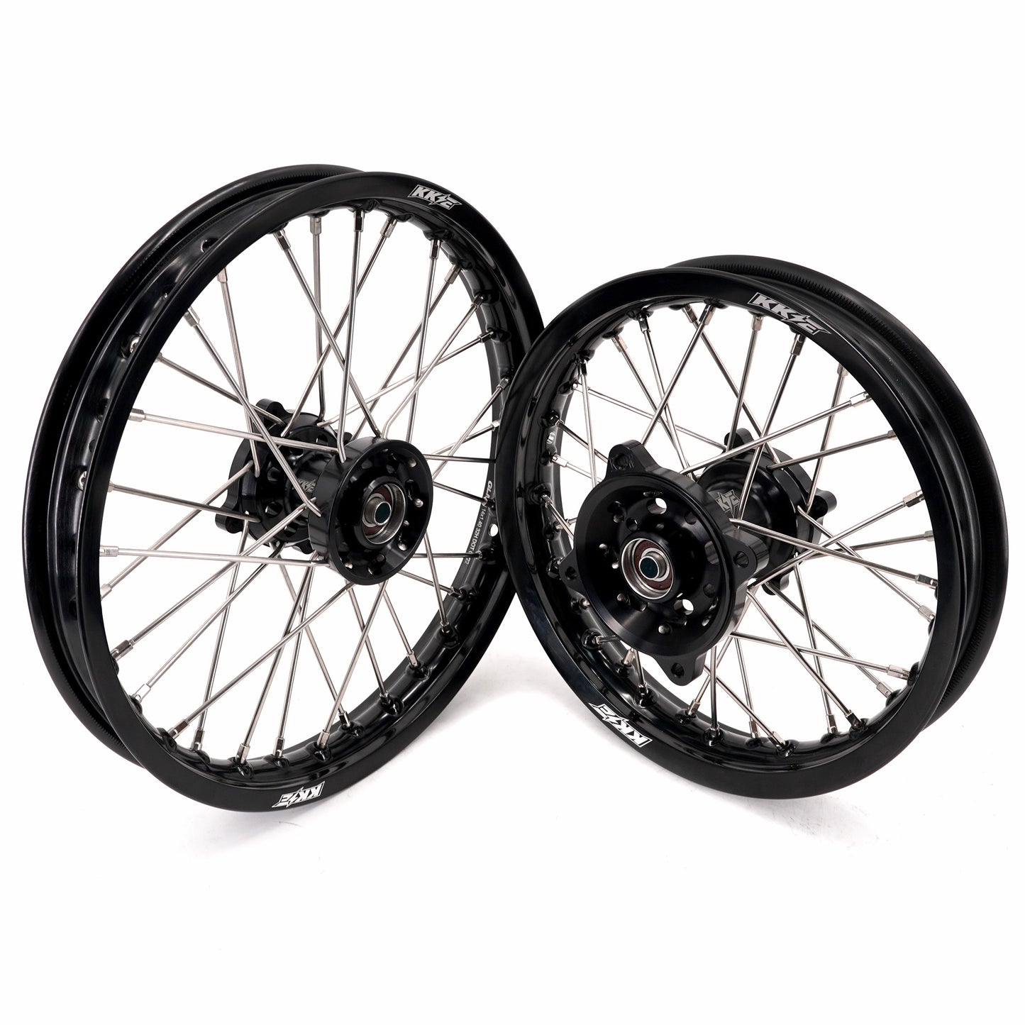 KKE 1.4*14 & 1.6*12 Spoked Kid's Wheels Rims Set for Kawasaki KX65 2000-2024 Black