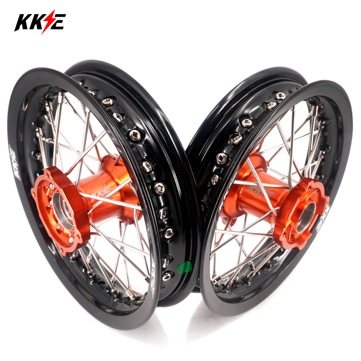 KKE 10/10 Small Kid's Wheels For KTM SX50 Mini Dirtbikes Orange Hub