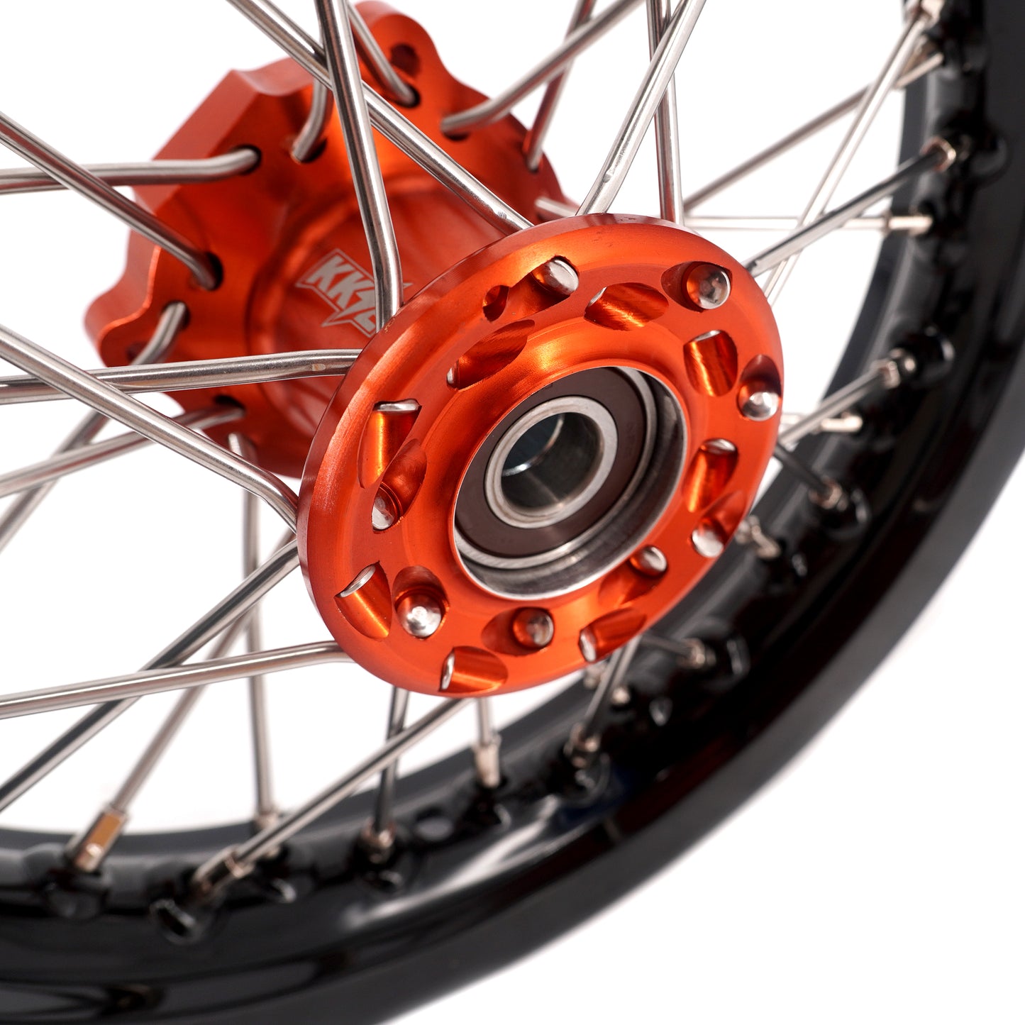 KKE 10/10 Small Kid's Wheels For KTM SX50 Mini Dirtbikes Orange Hub