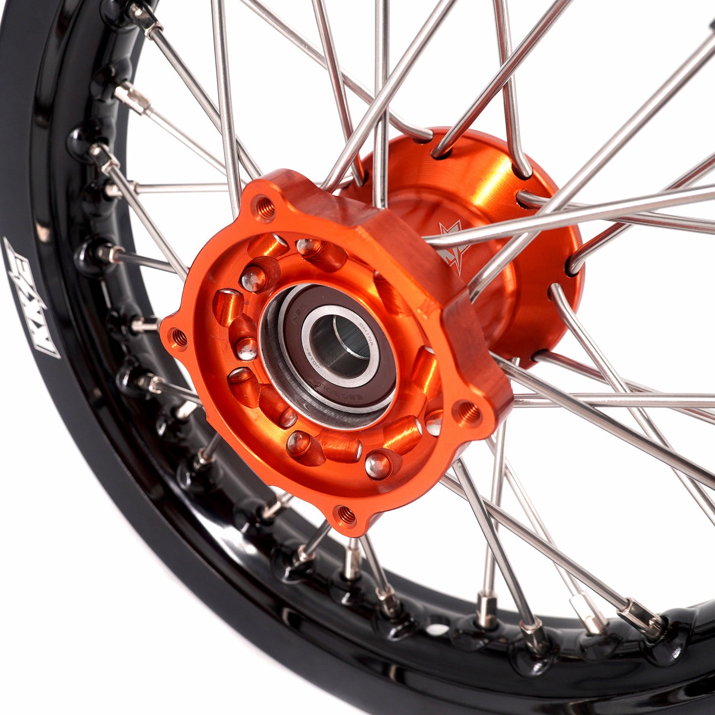 KKE 10/10 Small Kid's Wheels For KTM SX50 Mini Dirtbikes Orange Hub