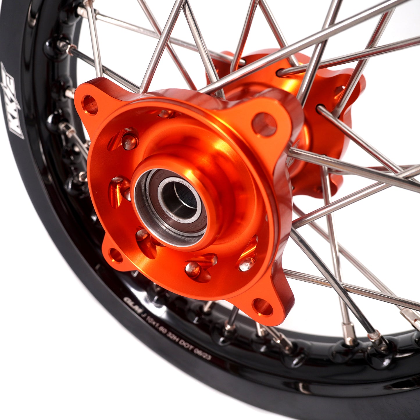 KKE 10/10 Small Kid's Wheels For KTM SX50 Mini Dirtbikes Orange Hub
