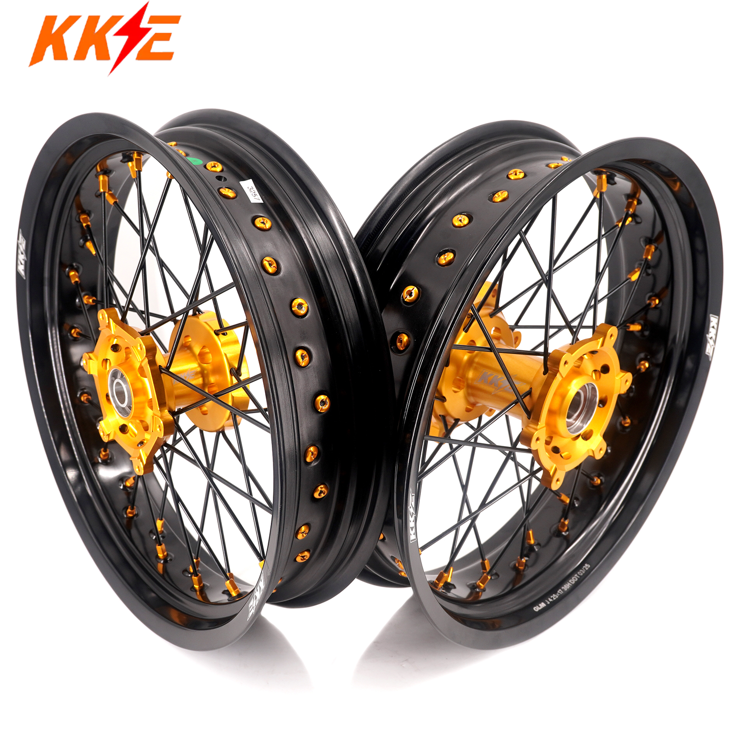 Pre-order KKE 3.5/4.25 Supermoto Race Wheels For Suzuki RM125 1996-2007 RM250 1996-2008 Gold Nipples