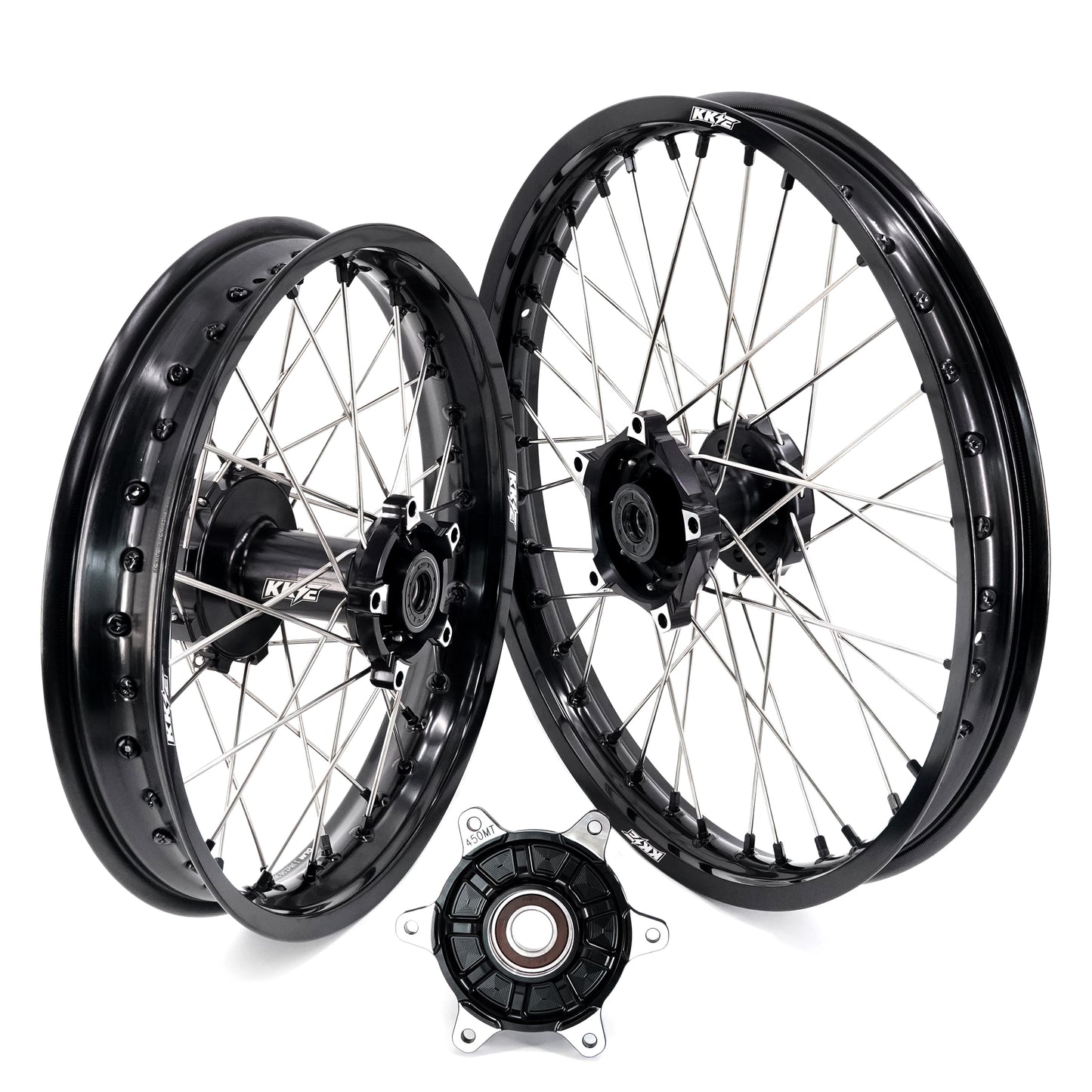KKE 1.85*21 & 2.5*18 Fit CF MOTO 450MT Motorcycle Tubed Spoke Wheels Rims Black