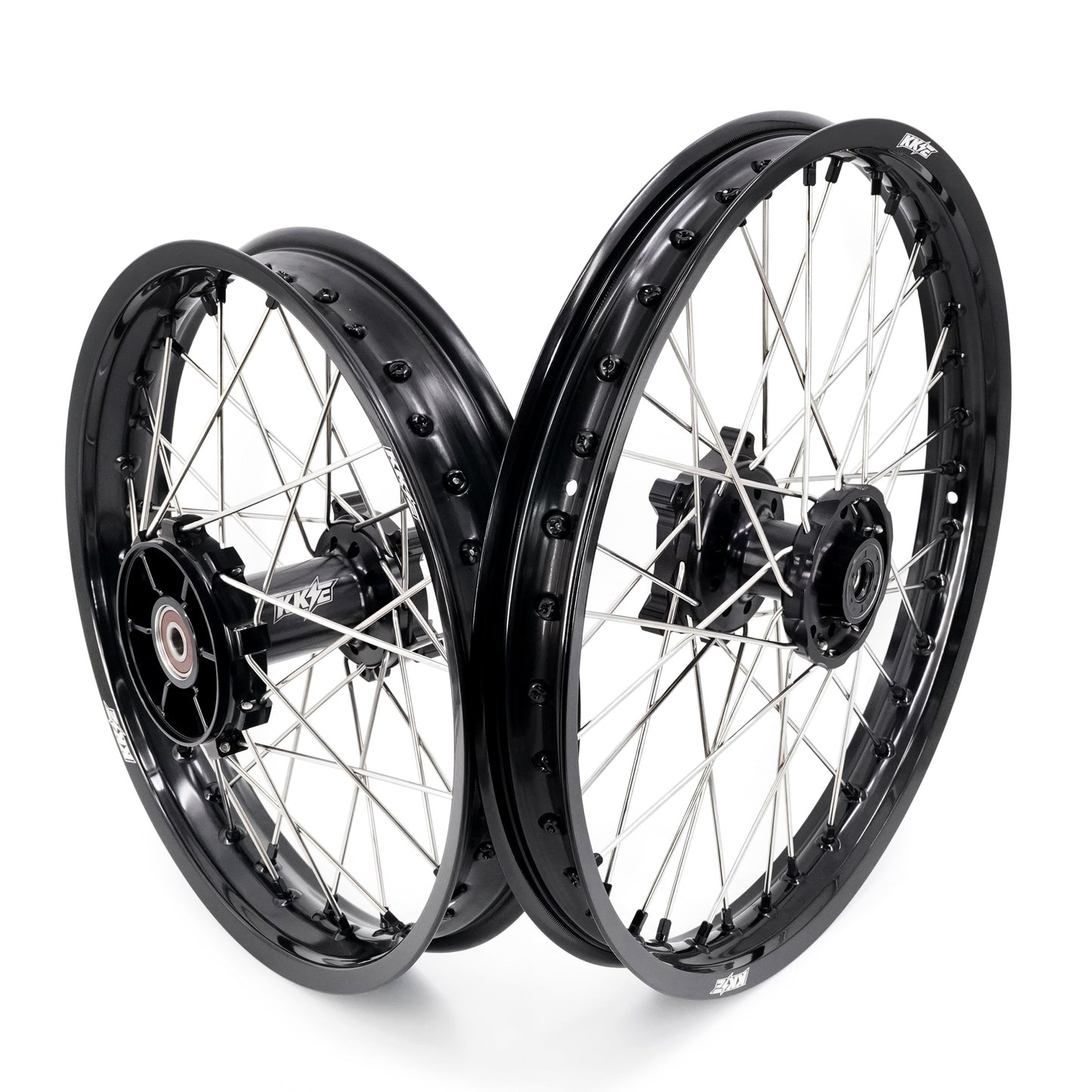 KKE 1.85*21 & 2.5*18 Fit CF MOTO 450MT Motorcycle Tubed Spoke Wheels Rims Black