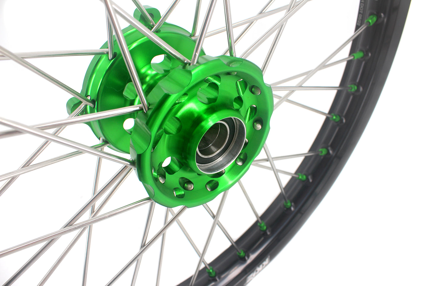 KKE 1.6*21 & 2.15*19 Wheels Rims Fit Kawasaki KX450 2019-2024 KX450X 2021-2024 Green Nipples