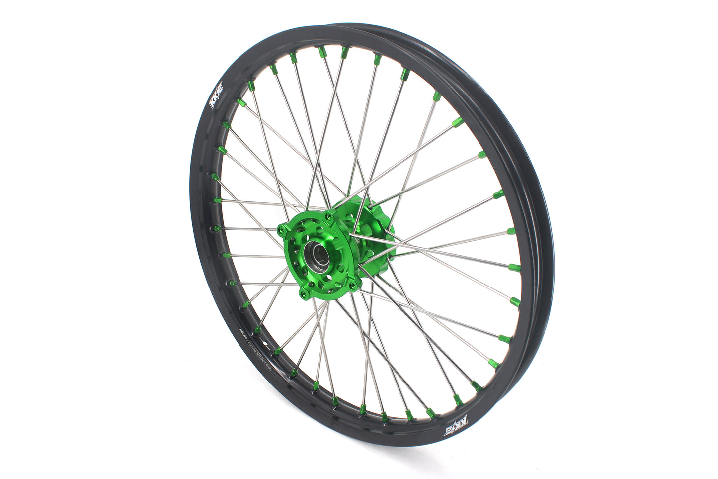 KKE 1.6*21 & 2.15*19 Wheels Rims Fit Kawasaki KX450 2019-2024 KX450X 2021-2024 Green Nipples