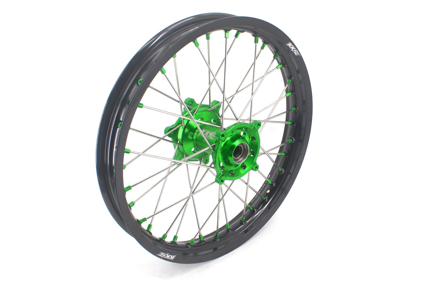 KKE 1.6*21 & 2.15*19 Wheels Rims Fit Kawasaki KX450 2019-2024 KX450X 2021-2024 Green Nipples