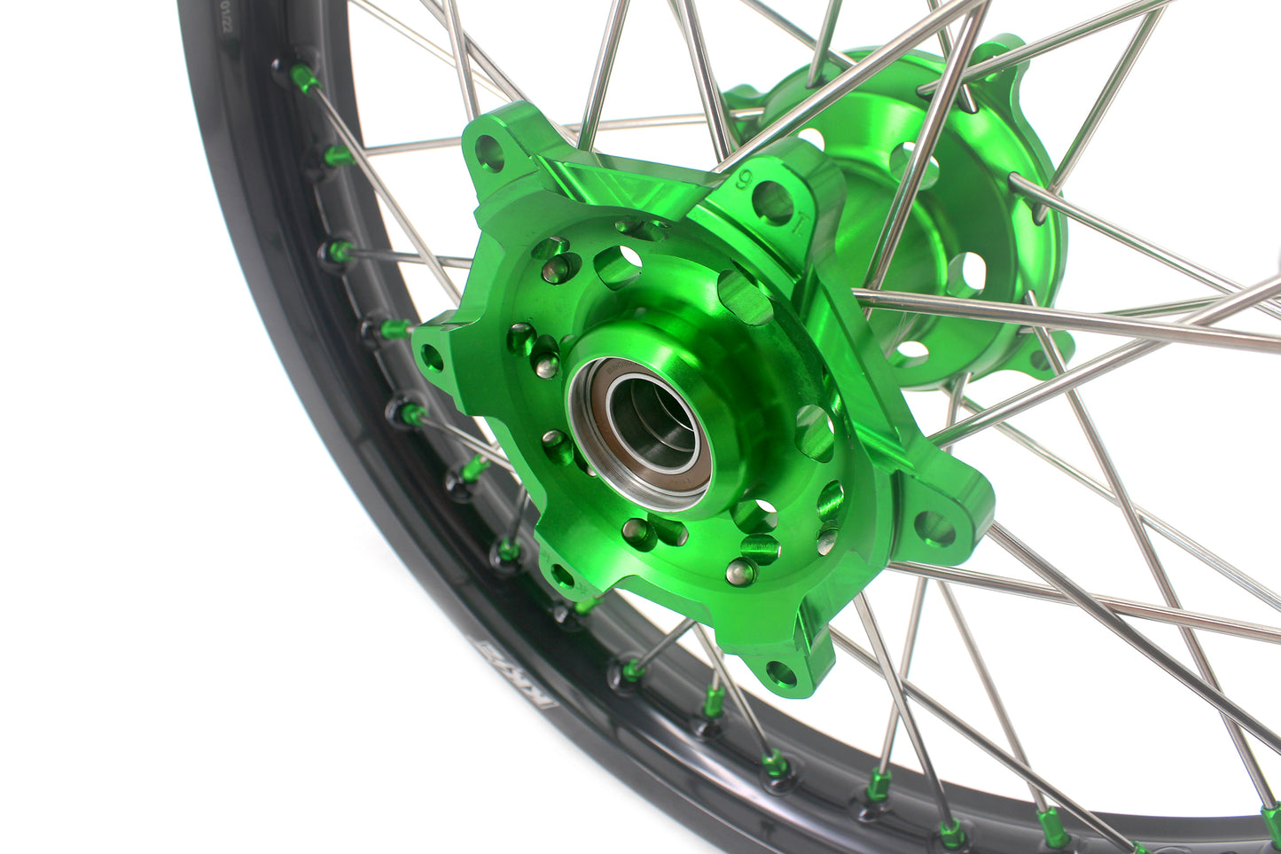 KKE 1.6*21 & 2.15*19 Wheels Rims Fit Kawasaki KX450 2019-2024 KX450X 2021-2024 Green Nipples