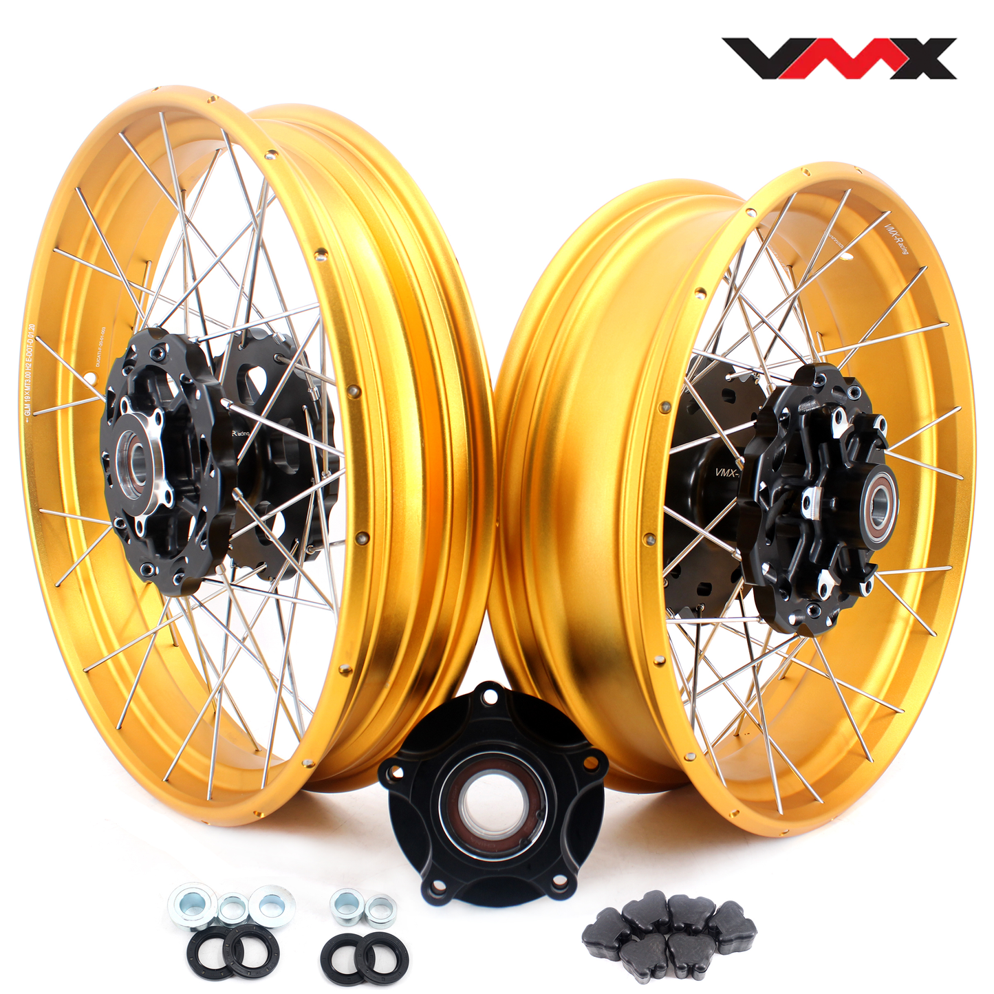 VMX-Racing 2.5*18 & 5.5*17 Tubeless Spoked Wheels For Ducati Scrambler 800 2016-2025 Gold Rims