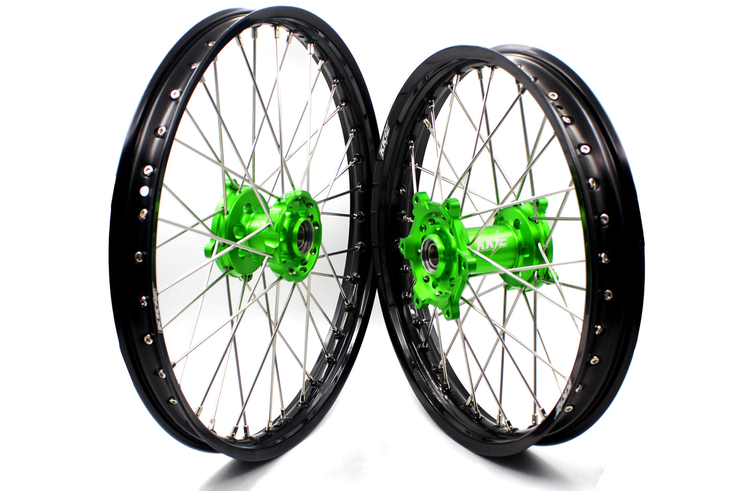 KKE 1.6*21 & 2.15*19 Wheels Rims Fit Kawasaki KX450 2019-2023 KX450X 2021-2023 Green Hubs