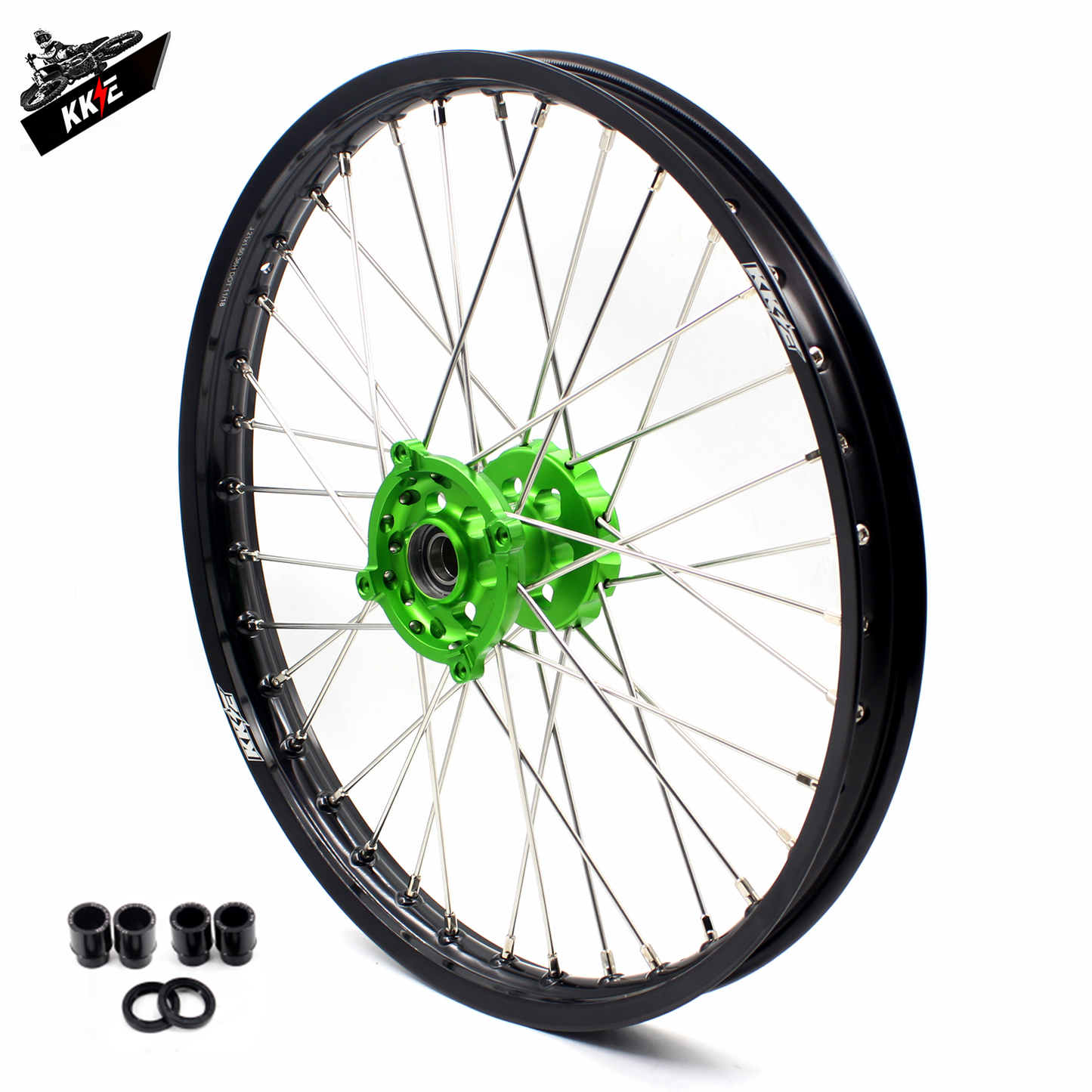KKE 1.6*21 & 2.15*19 Wheels Rims Fit Kawasaki KX450 2019-2023 KX450X 2021-2023 Green Hubs