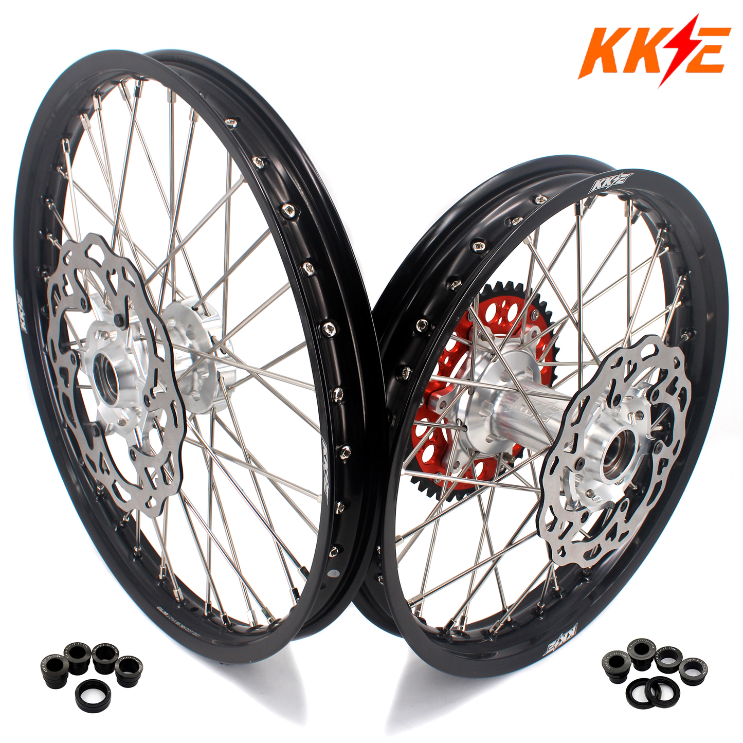 Pre-order KKE 21/18 Enduro Rim Wheels For KTM EXC EXC-F EXC-W XCW 125-530CC 2003-2025 Silver Hubs