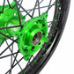 KKE 1.6*21 & 2.15*18 Wheels Rims Fit Kawasaki KX450 2019-2023 KX450X 2021-2023 Green Nipples & Black Spokes