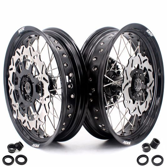 KKE 17 inch Supermoto Wheels Rims for HONDA XR650L 1993-2024 Black Hub Discs