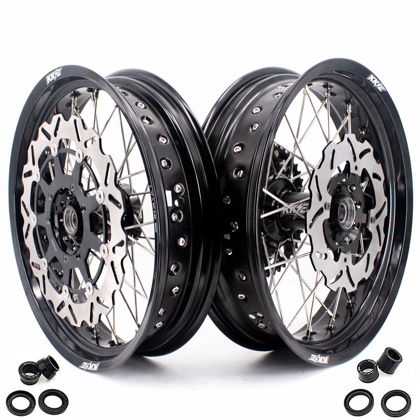 KKE 3.5 & 4.25 Rims For Honda XR400R 1996-2004 XR600R 1991-2000 Supermoto Wheels Black