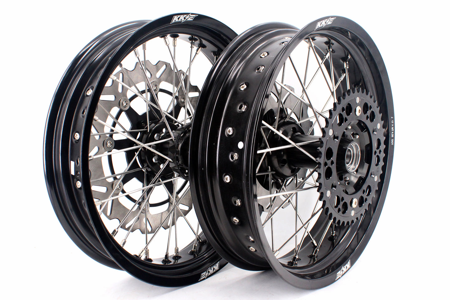 KKE 17 inch Supermoto Wheels Rims for HONDA XR650L 1993-2021Black Hub Discs