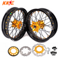 KKE 3.5/4.25 Supermoto Wheels Rims For Suzuki RM125 2001-2007 RM250 2001-2008 Gold Nipples