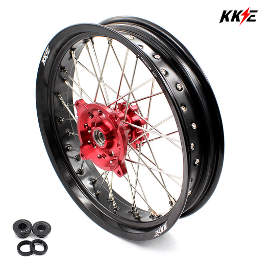KKE 3.5*17 Inch OEM Size Supermoto Front Wheels for Honda XR650L 1993-2025 Red Hub Black Rim