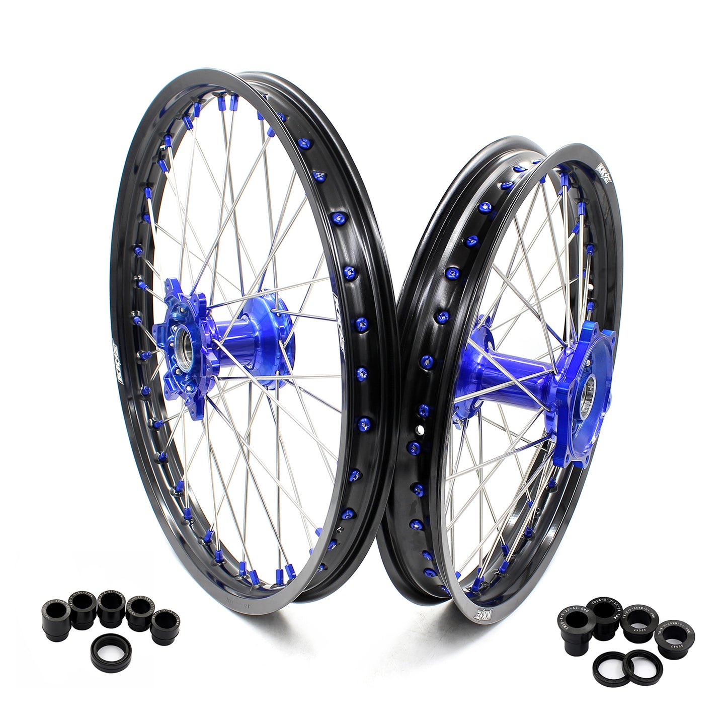 KKE 21"&18" Enduro Dirtbike Wheels For YAMAHA YZ125 YZ250 YZ250F YZ450F Blue Nipples