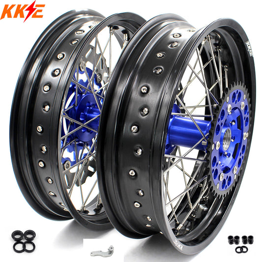 KKE 3.5/4.25*17inch For KAWASAKI KX250F KX450F 2006-2018 Supermoto Rims With Disc&Sprocket Blue