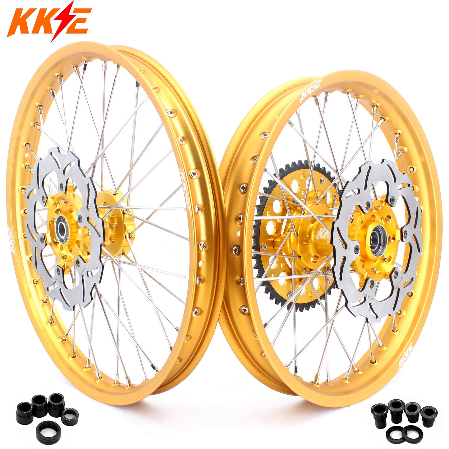 KKE 21 & 19 Wheels Gold Rims For SUZUKI RM125 2001-2007 RM250 2001-2008